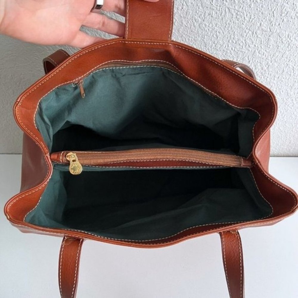 Vintage i Borsai Iborsai Chestnut Brown Leather Shoulder Bag Italy Long Straps - Picture 2 of 12